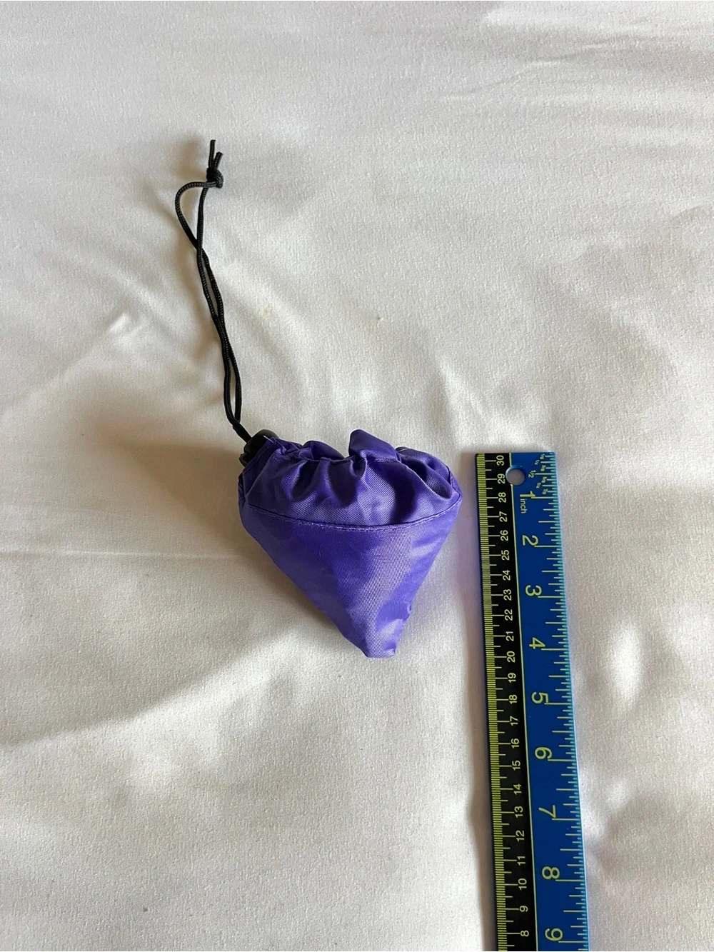 NYU Purple Nylon Packable Reusable Shopping Tote Bag Drawstring Pouch Blue 12x12